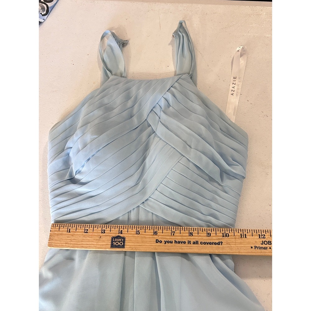 Blue Pleated Halter Chiffon Open Back Bridesmaid Formal Dress XSMALL - Picture 4 of 6